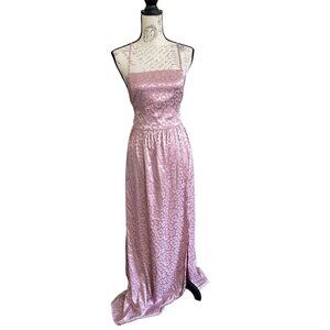 Vine & Love Dress Backless Blush Pink Maxi Length Spaghetti Strap Slit Wrap L